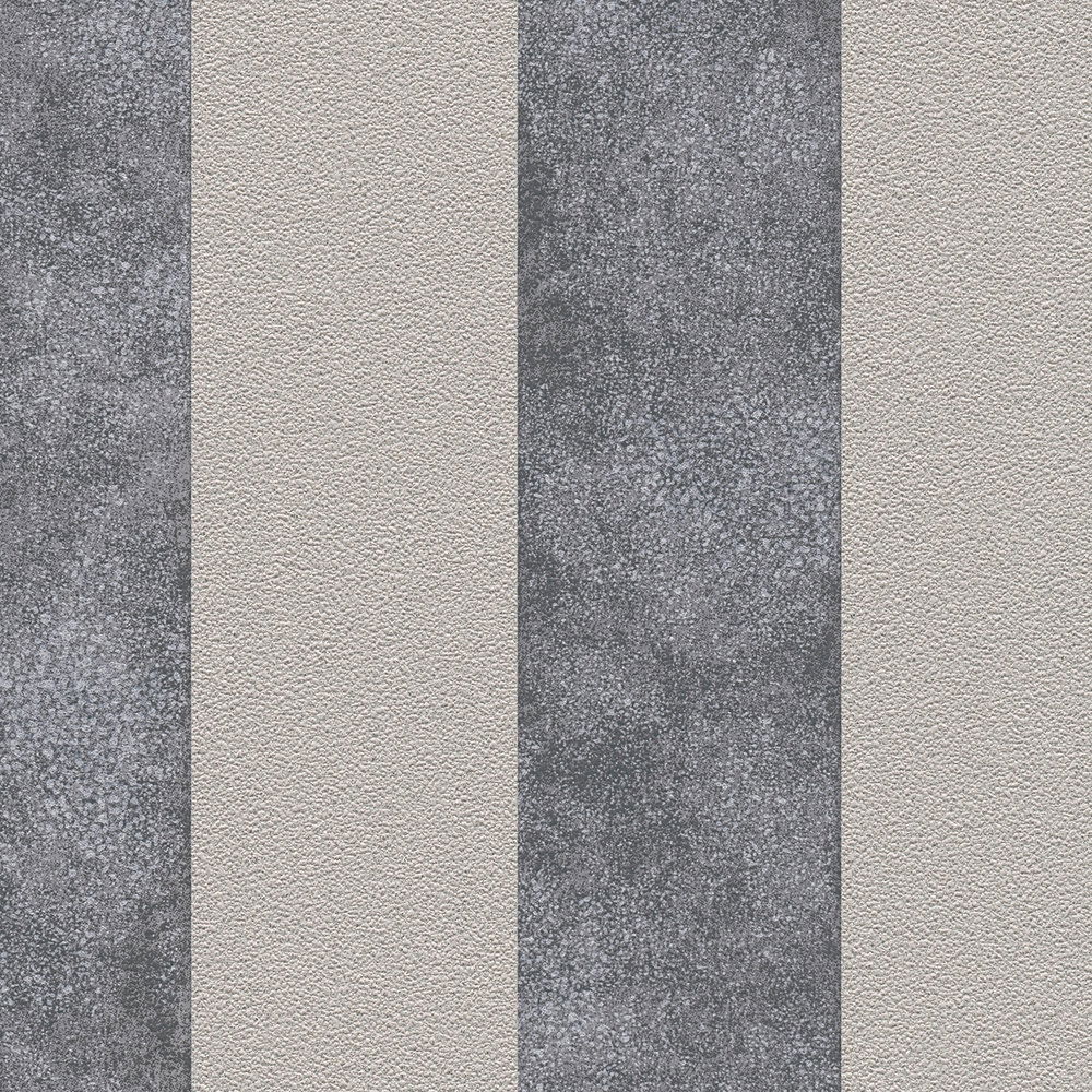             Blockstreifen-Tapete mit Farb- und Strukturmuster – Schwarz, Grau, Beige
        