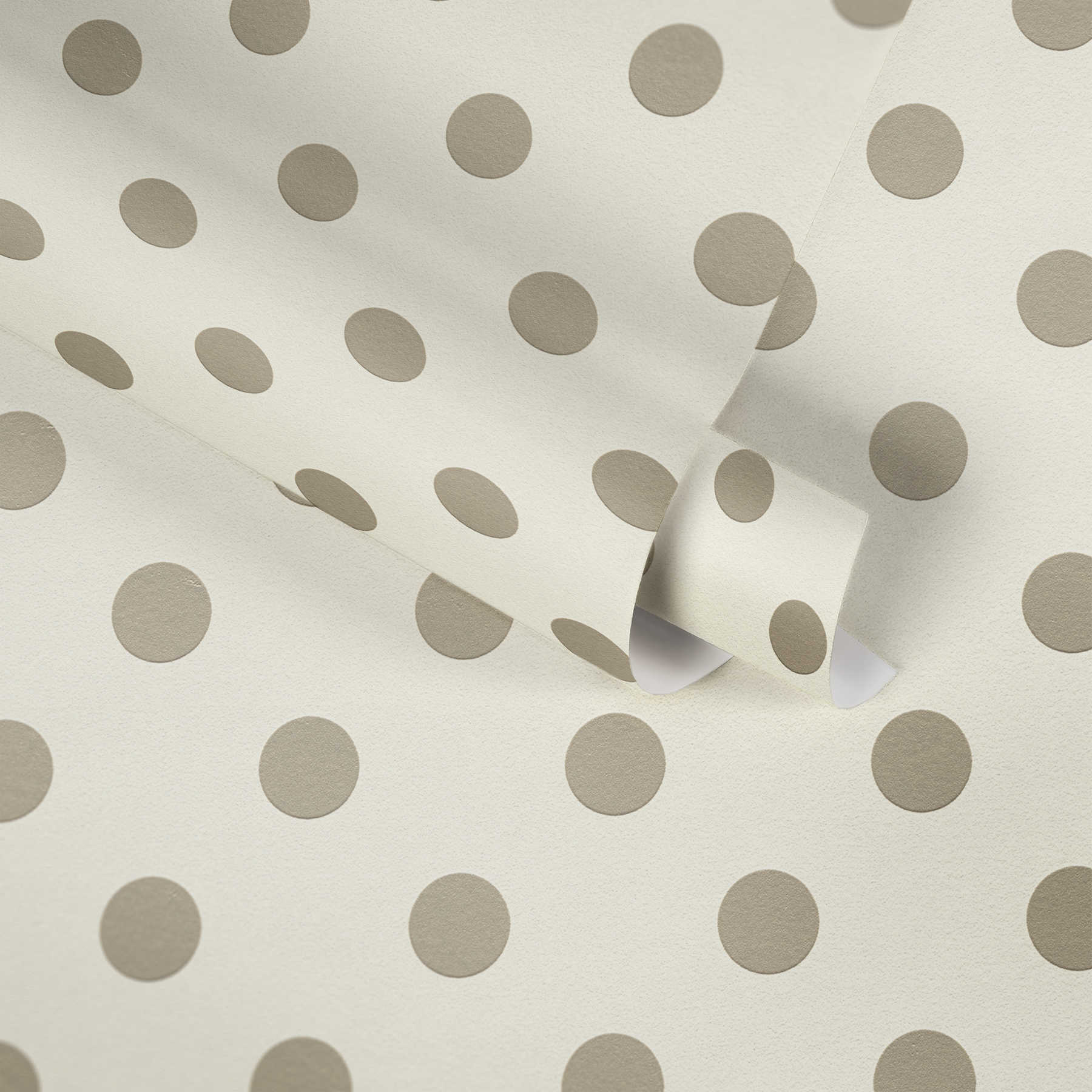             Vliestapete Punkte, Polka Dots Design für Kinderzimmer – Beige, Taupe
        
