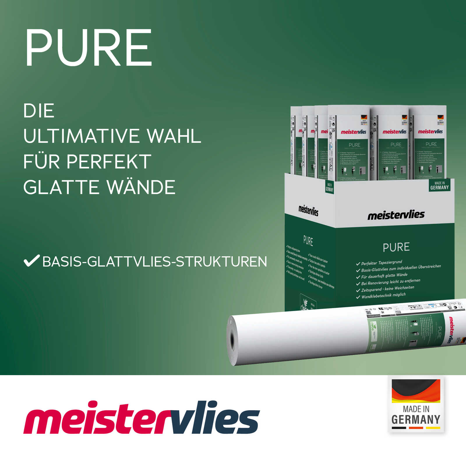 Wand, Glättvlies, Klebepaket, Rolle, Grün