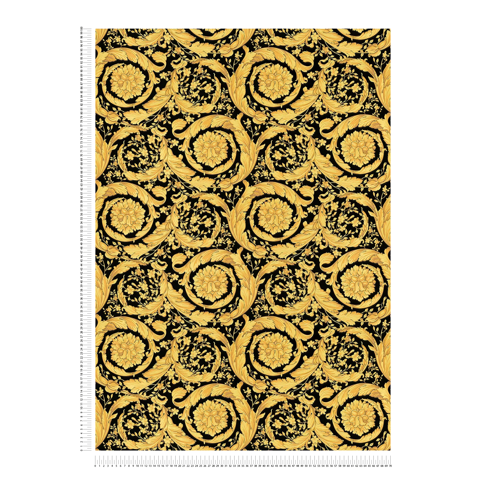             VERSACE Tapete mit ornamentalem Blumenmuster – Gold, Schwarz
        