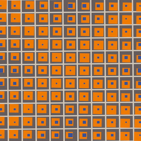 quadrate muster, orange rahmen, blaues zentrum, Musterfläche, kerndetails