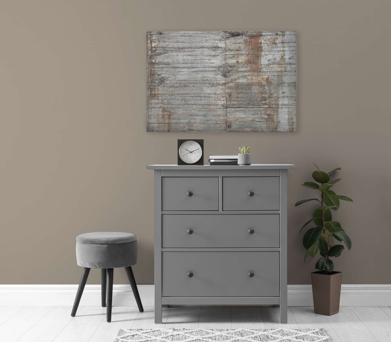             Beton Leinwandbild rustikaler Stahlbeton Grau Braun – 0,90 m x 0,60 m
        
