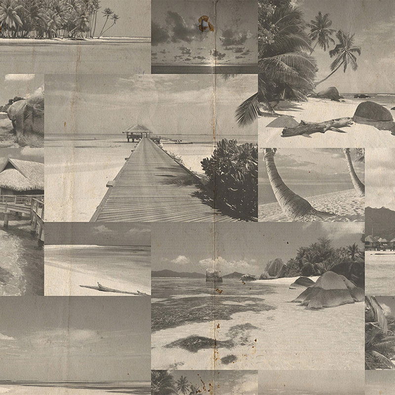         Urlaubs Fototapete – Vliestapete mit Strand Collage in nostalgischer Sepia Wirkung – Braun, Beige
    