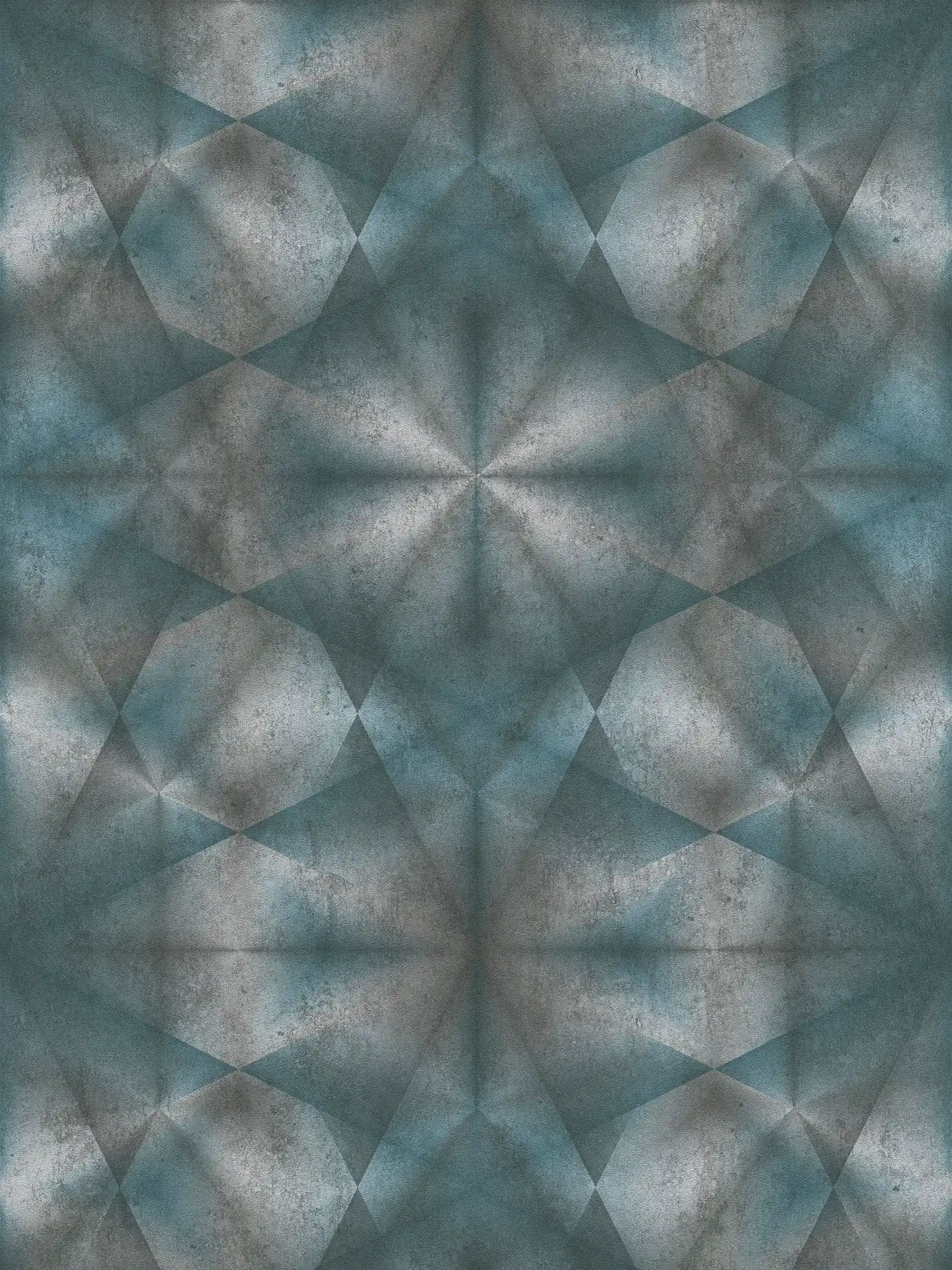 Beton Tapete mit Grafik-Graffiti – Metallic, Blau