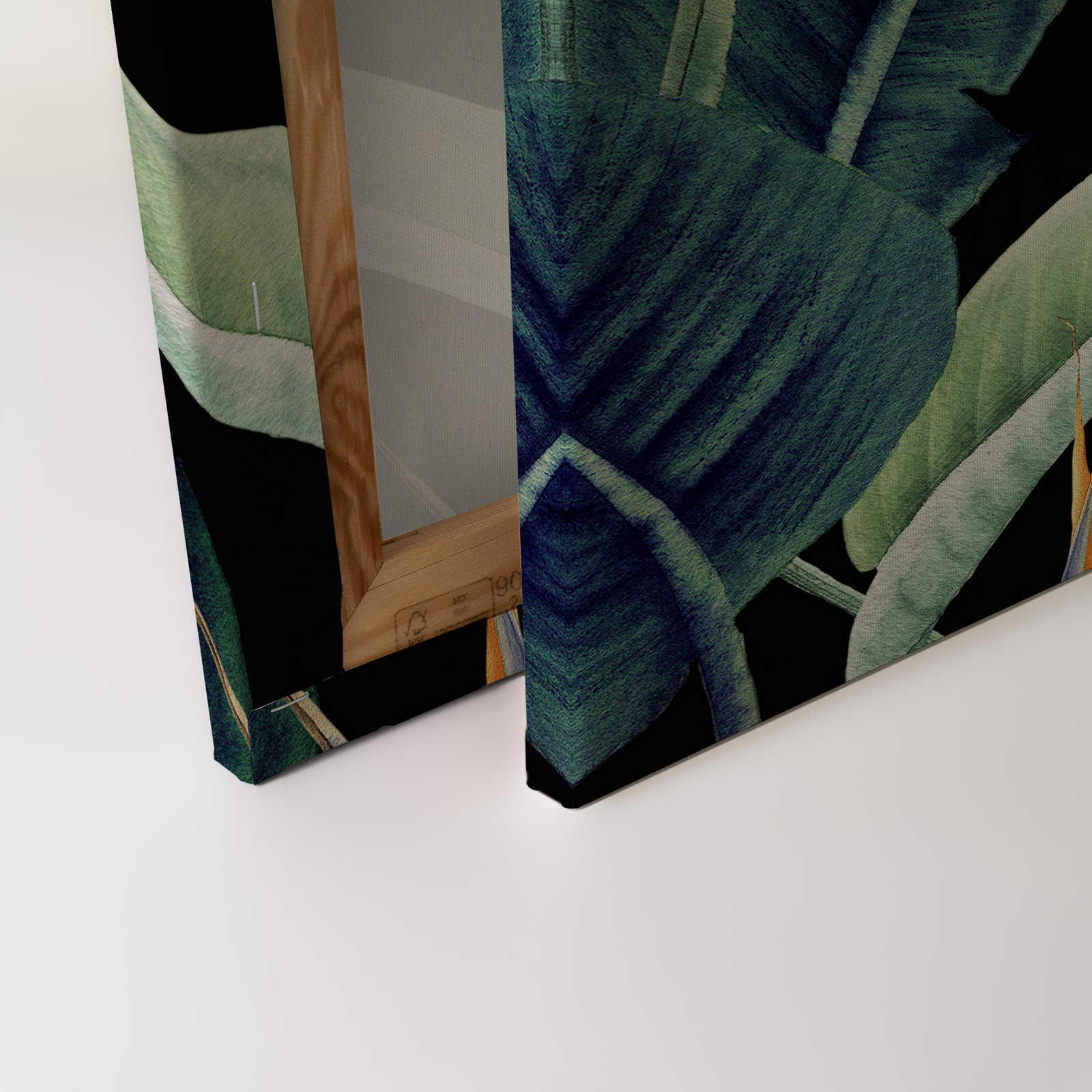             Leinwandbild Dschungelmotiv mit Blättern gemalt – 0,90 m x 0,60 m
        