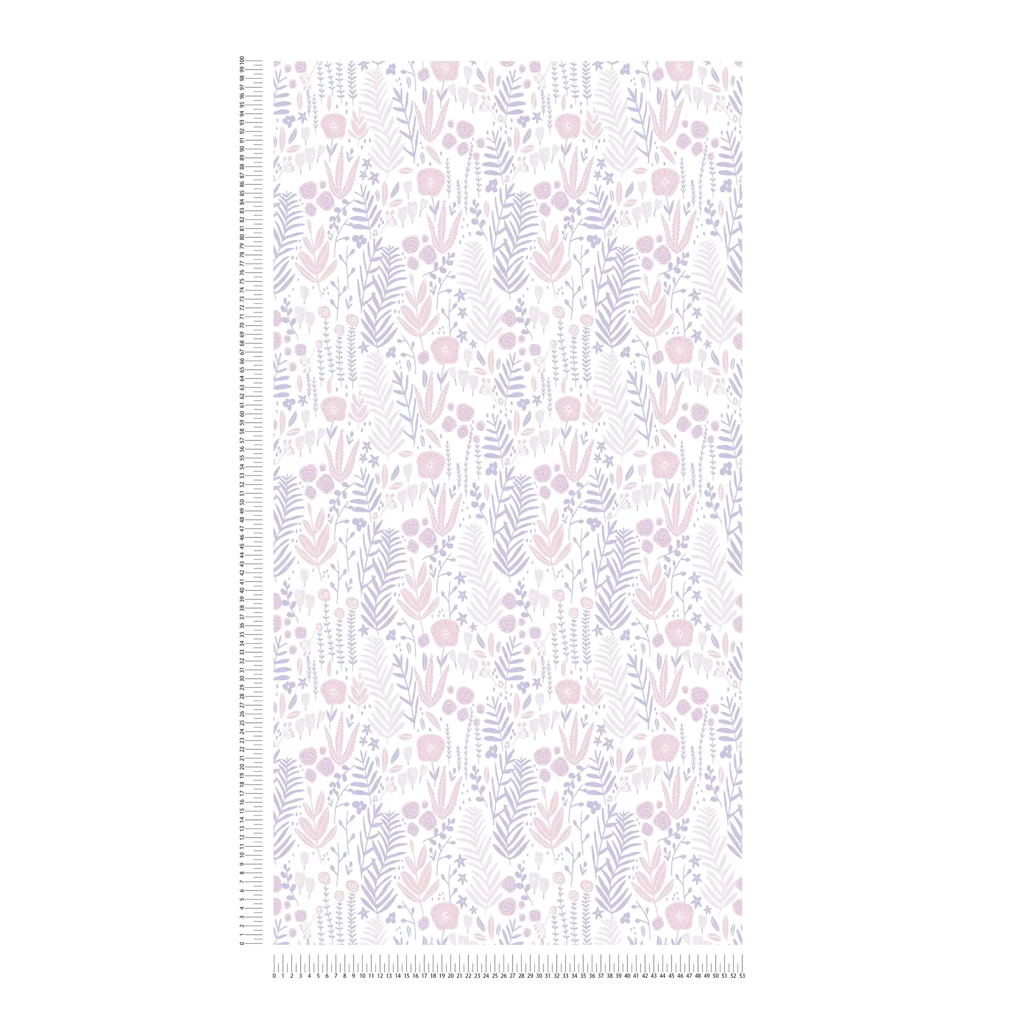 Mädchenzimmer Tapete Pflanzen – Lila, Rosa, Weiß