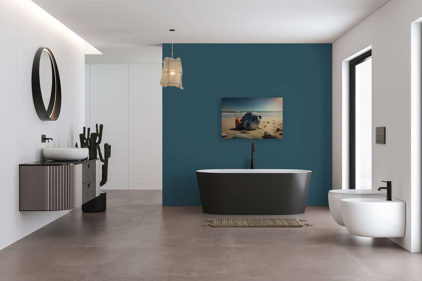             KI-Leinwandbild »Fishy Beachday« – 90 cm x 60 cm
        