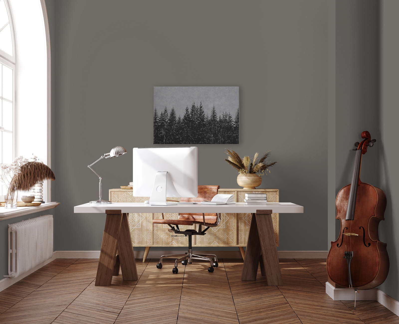             Leinwandbild Tannenwald im Zeichenstil – 0,90 m x 0,60 m
        