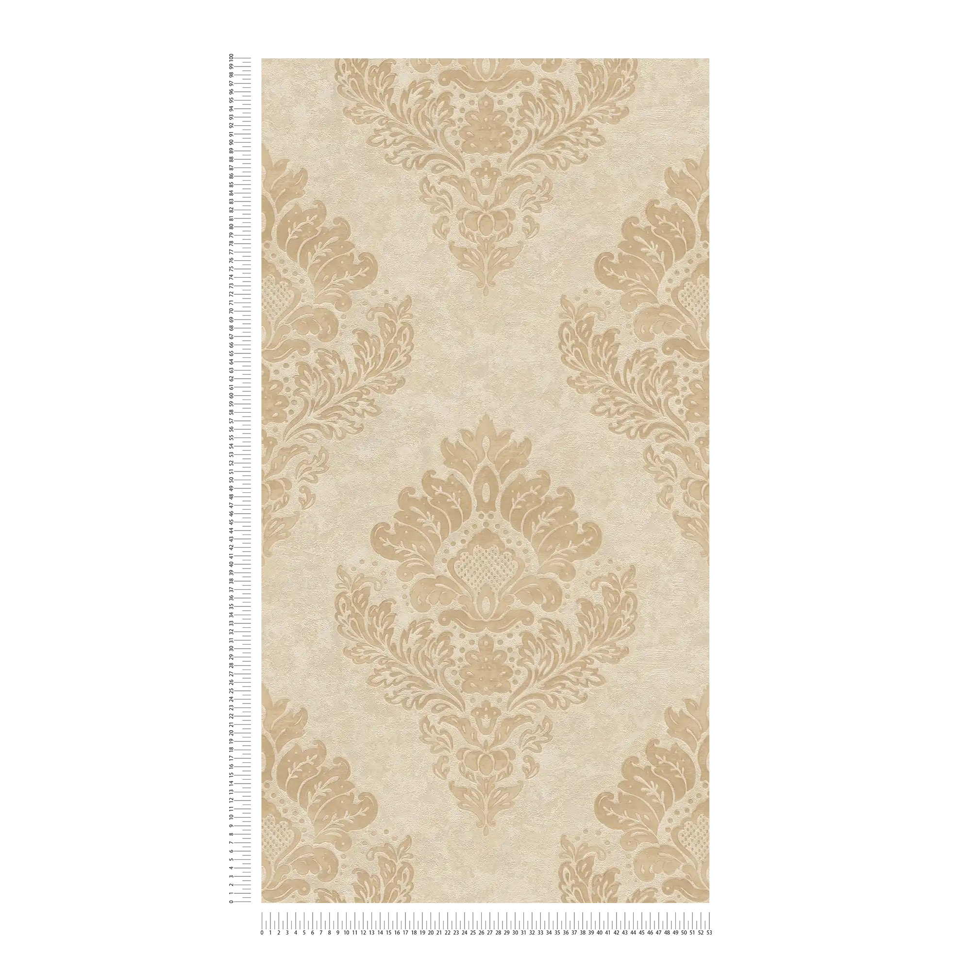             Tapete mit floralen Ornamenten & Metallic-Effekt – Beige, Braun
        