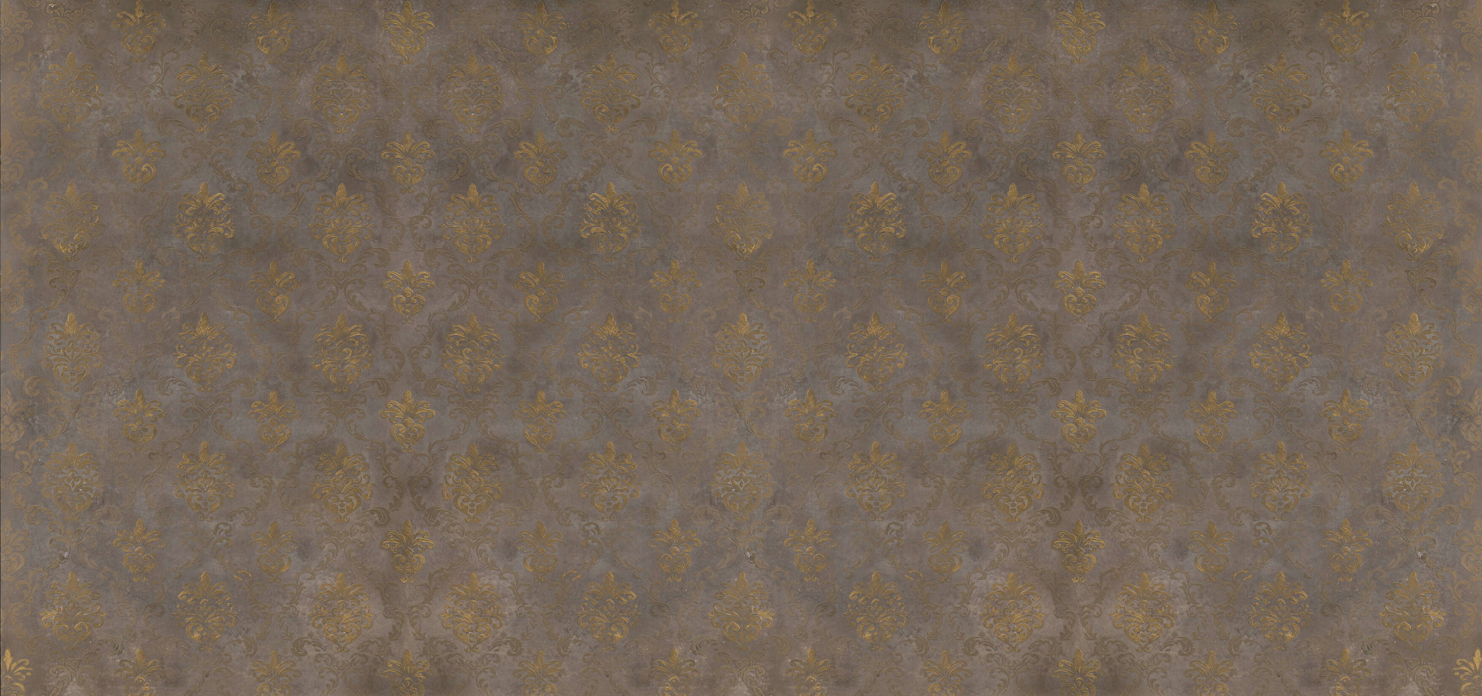 Tapetenmuster, Barock-Dekor, Metallische Akzente, Goldfarben, Stoffmuster