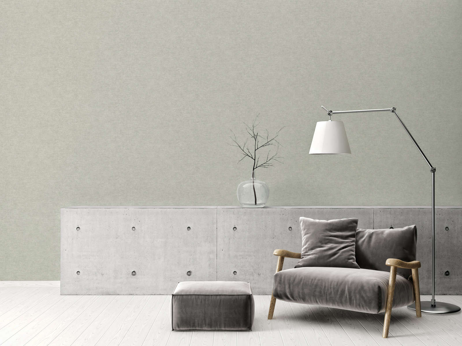 Wohnzimmer, Sessel, Stehlampe, Konsole, Vase