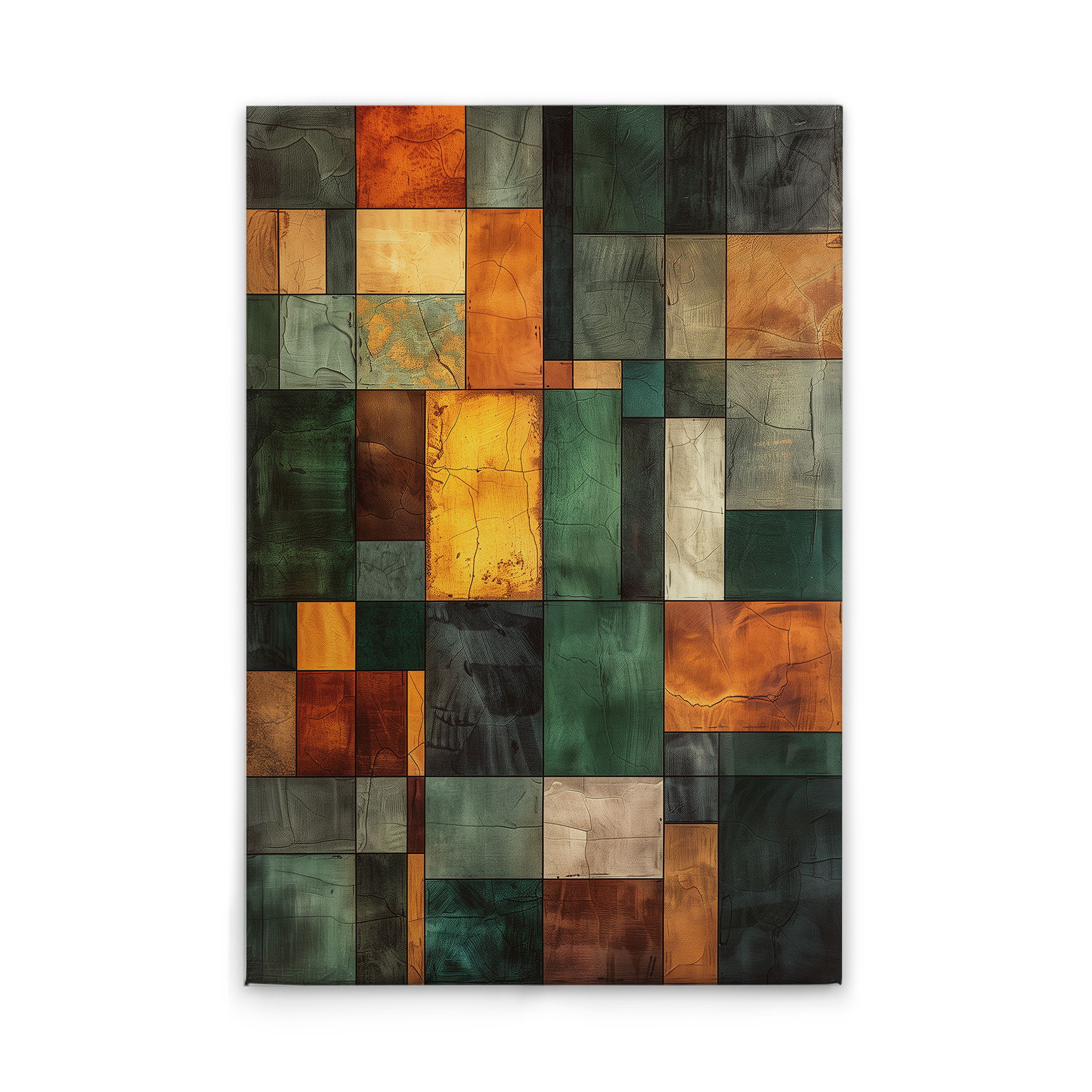             Farbmosaik der Natur - Abstraktes Leinwandbild – 30 x 45 cm - Grün, Gelb
        