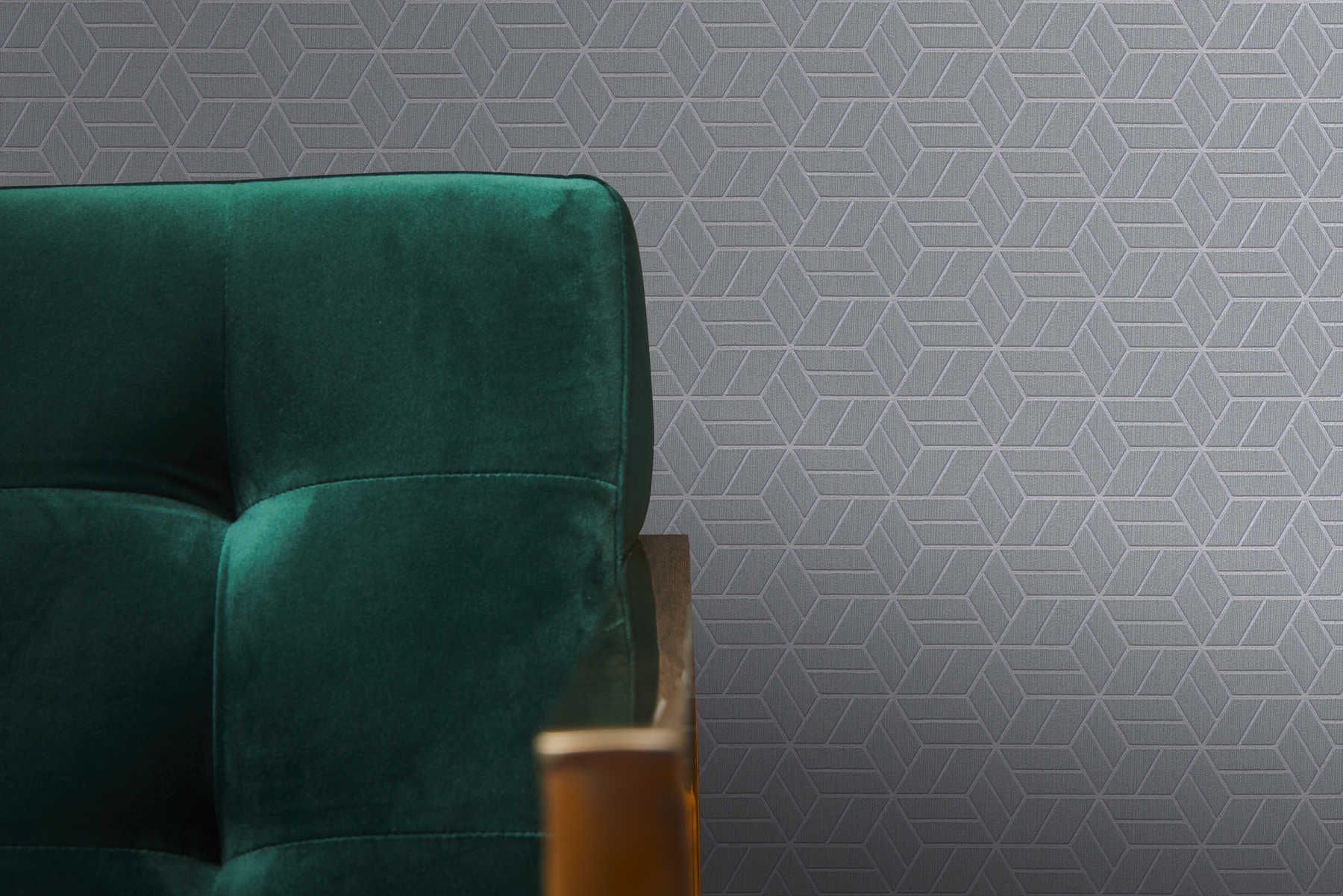 Tapete geometrisches Muster &amp; Glitzer-Effekt – Grau, Silber
