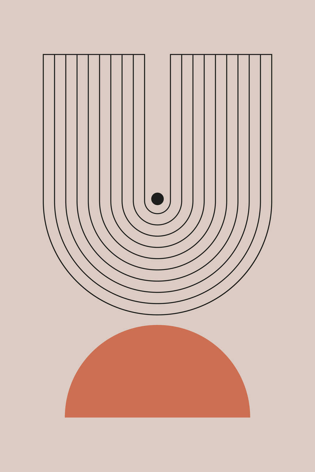             Leinwandbild - Geometrisches Muster mit Halbkreis und Linien – 30 x 45 cm - Grau, Schwarz
        