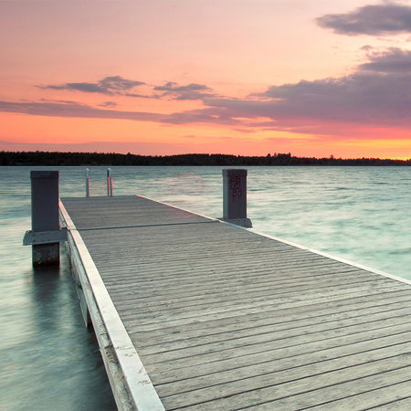 Steg, Pier, Holzsteg, Hafen, Sonnenuntergang