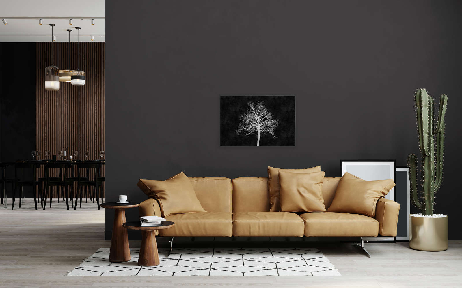             Schwarz-Weißes Leinwandbild weißer Baum – 0,90 m x 0,60 m
        