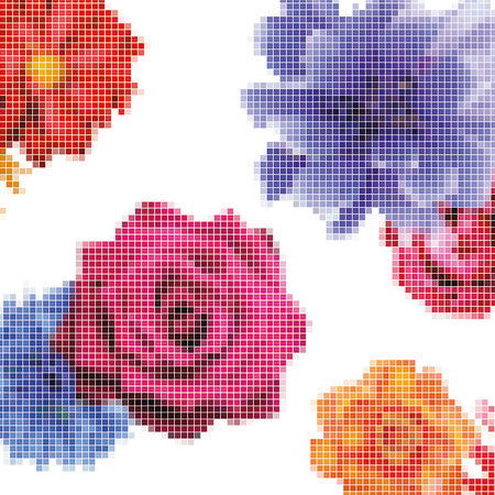         Pixel Artwork Behang - Rozen in Grafisch Ontwerp
    