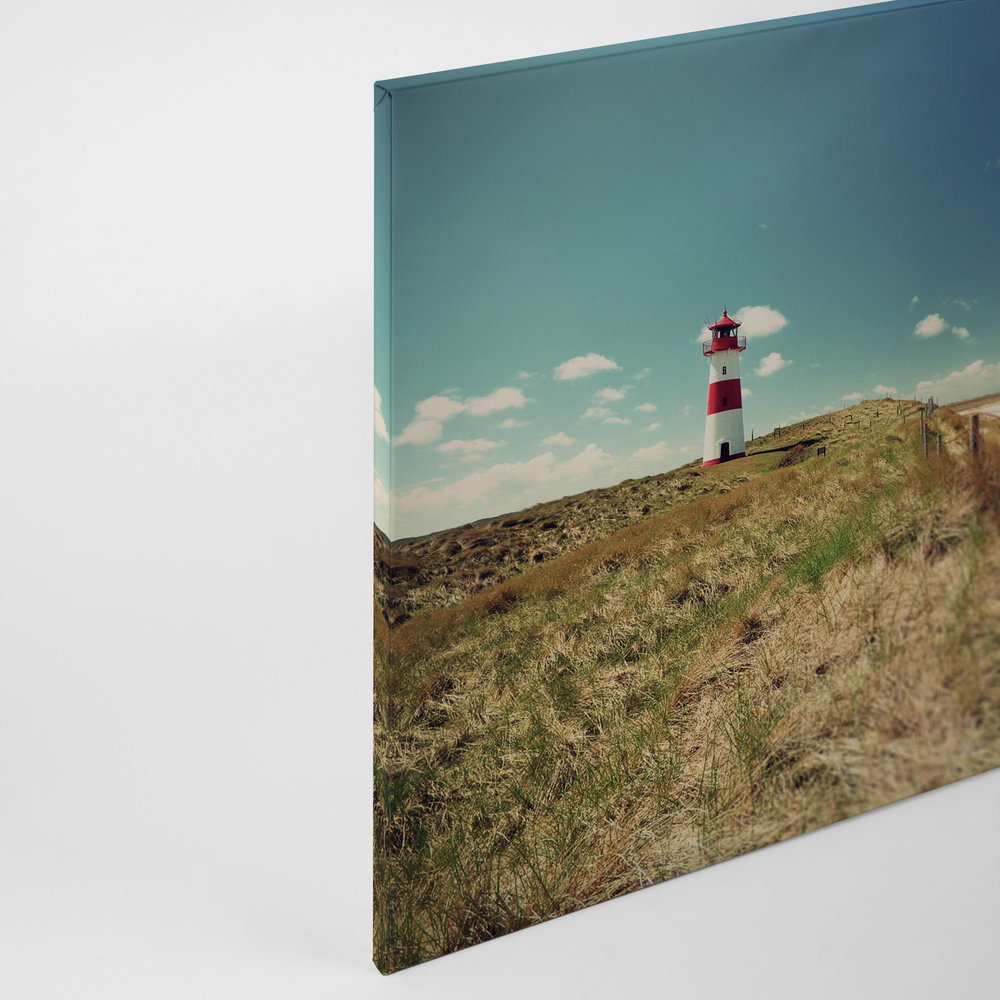             Leinwand mit Strandlandschaft mit Leuchtturm – 0,90 m x 0,60 m
        