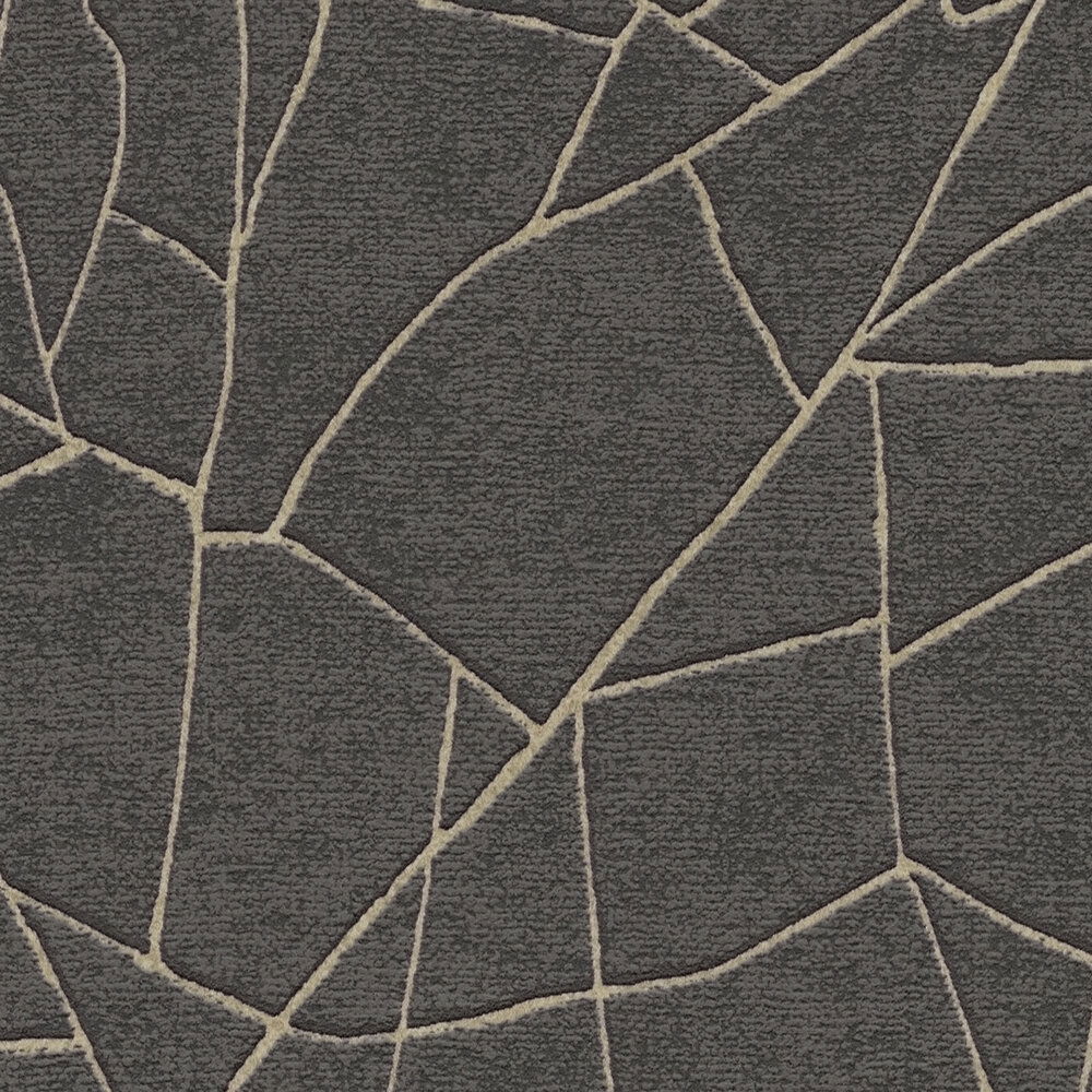             3D Vliestapete mit grafischem Naturmotiv und goldenen Akzenten – Schwarz, Metallic
        