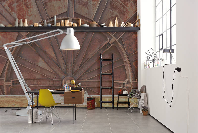 workspace, atelier, lampe, leiter, wandmalerei
