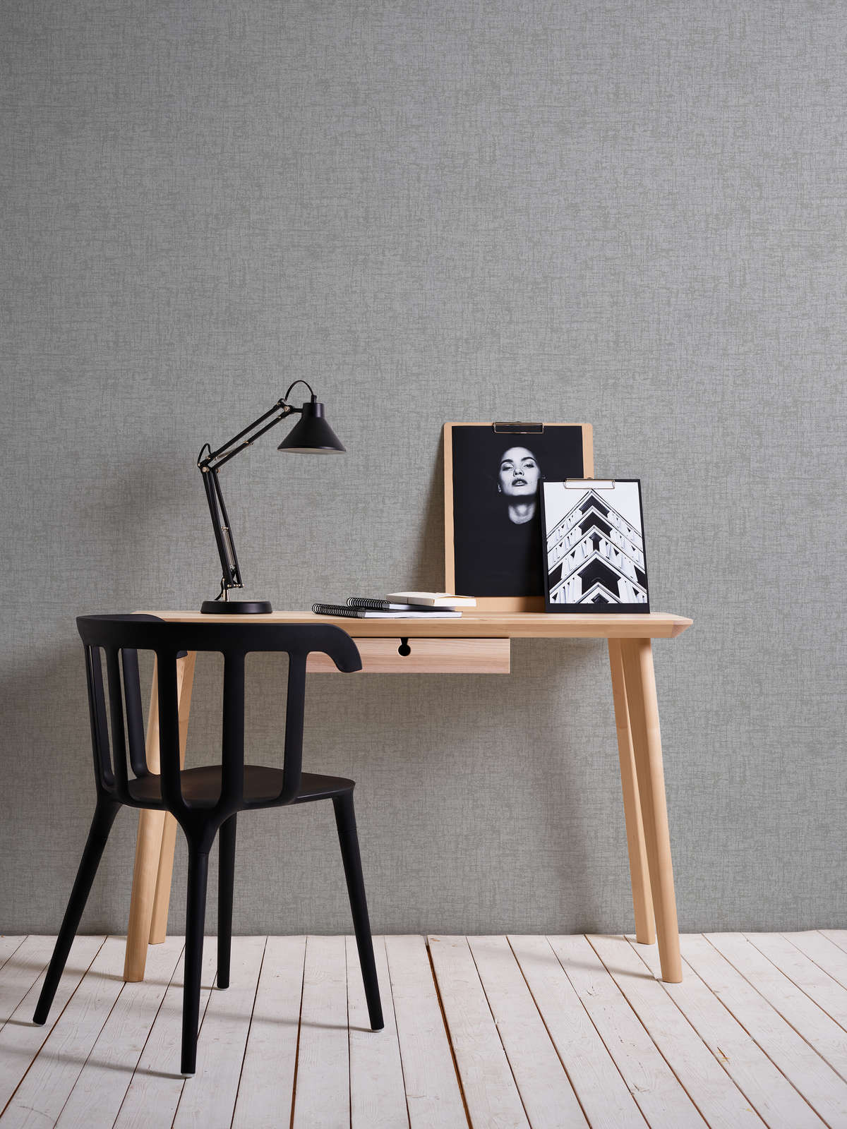             Strukturierte Vliestapete leicht glänzend in Textiloptik – Grau, Dunkelgrau
        