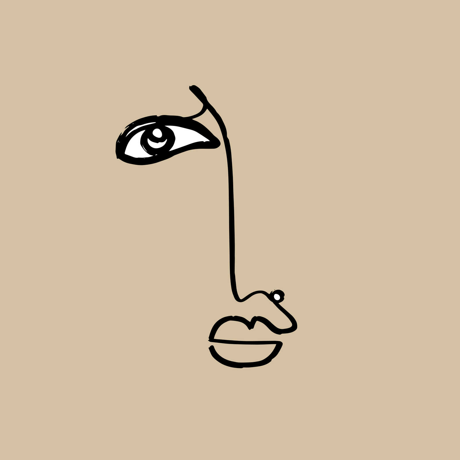 Abstraktes Gesicht - Leinwandbild in klaren Linien – 30 x 30 cm - Braun, Schwarz
