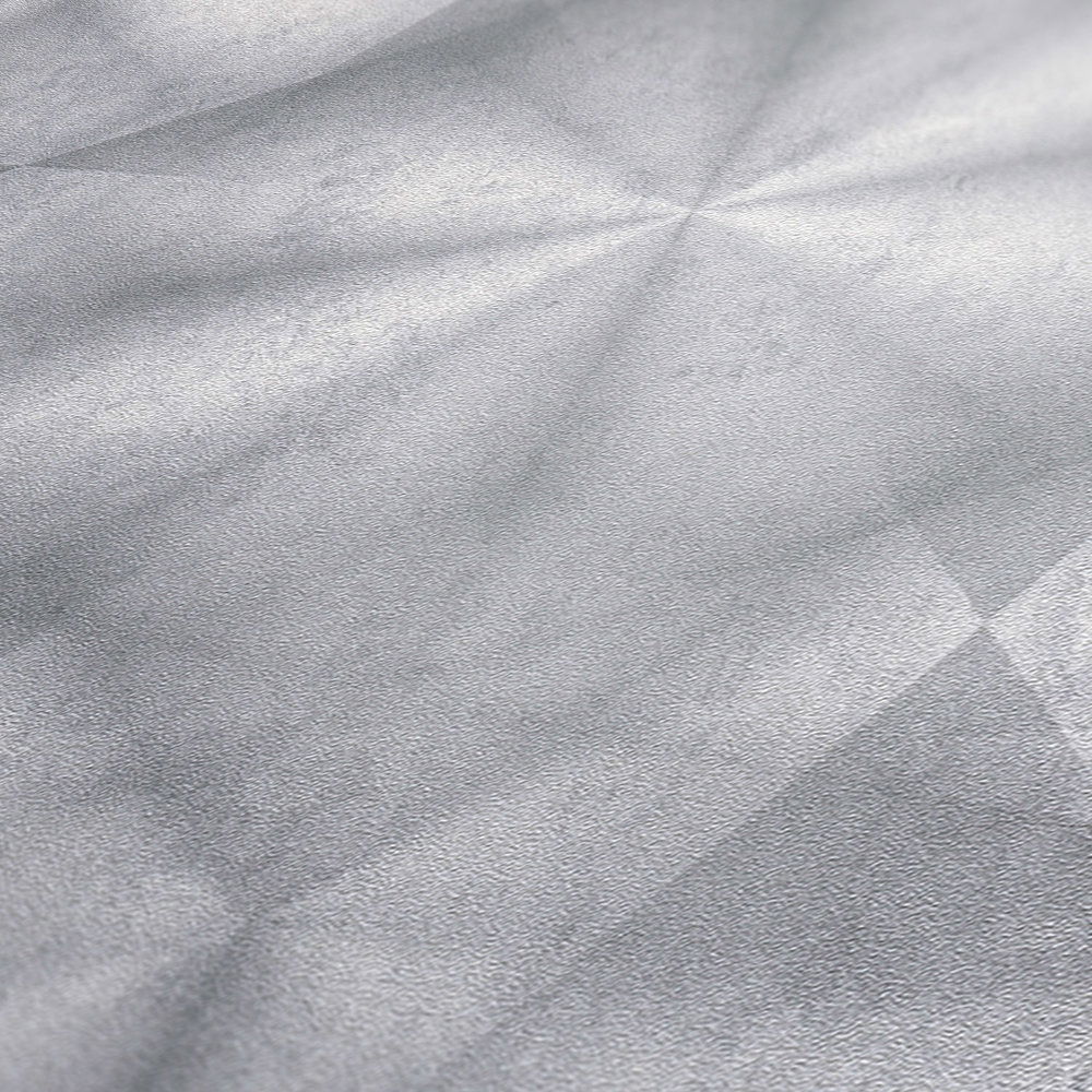             Graue Tapete Kaleidoskop Muster mit 3D Effekt – Grau, Metallic
        