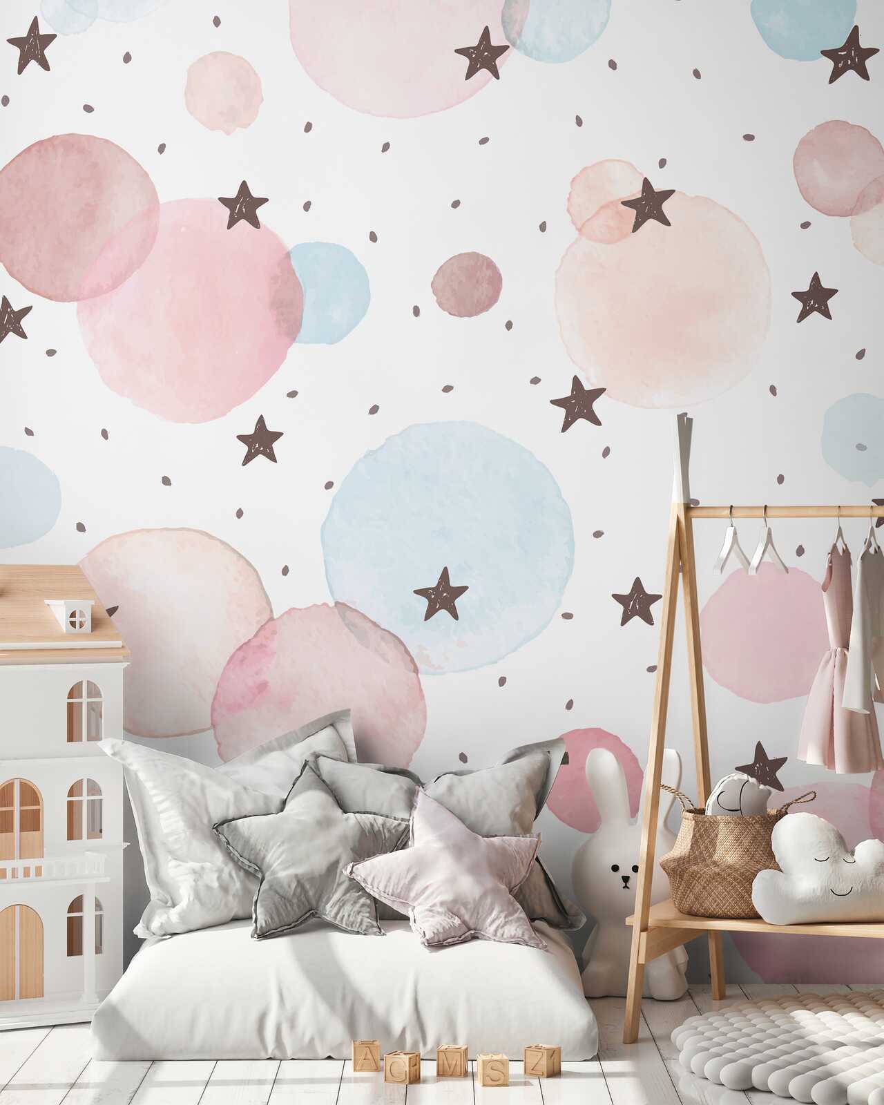 Kinderzimmer, Wanddeko, Wandtapete, Ballonmuster, Sterne