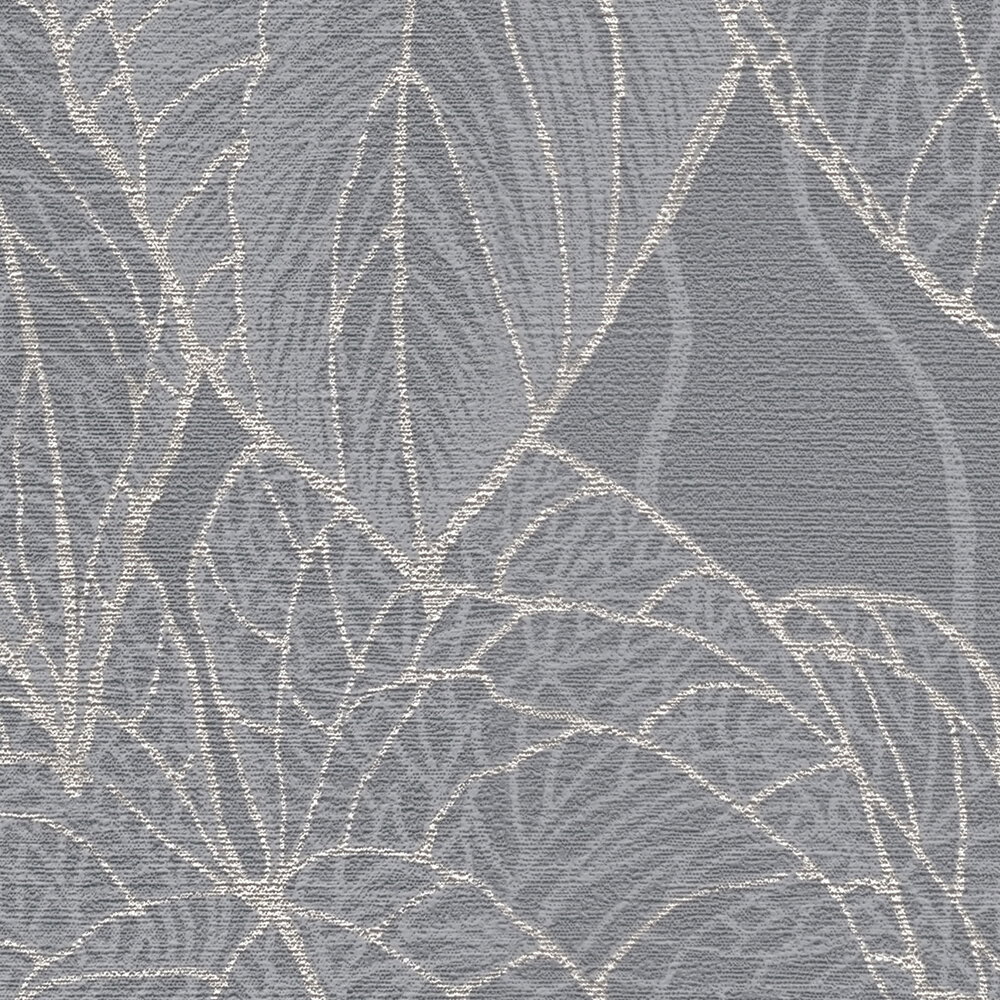 Daniel Hechter Moderne Vliestapete mit floralem Muster und metallischen Akzenten – Grau, Silber, Metallic