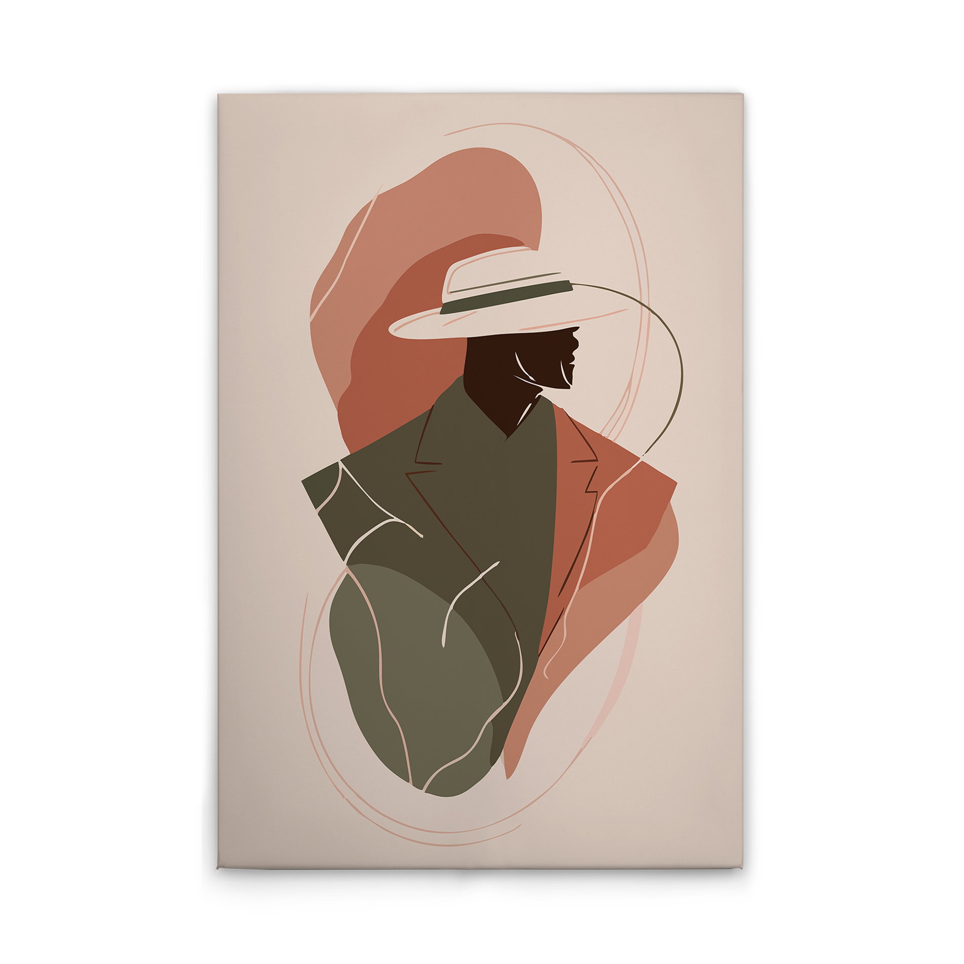             Eleganz und Stil - Zeitloses Portrait mit minimalistischen Formen auf Leinwand – 30 x 45 cm - Beige, Orange
        