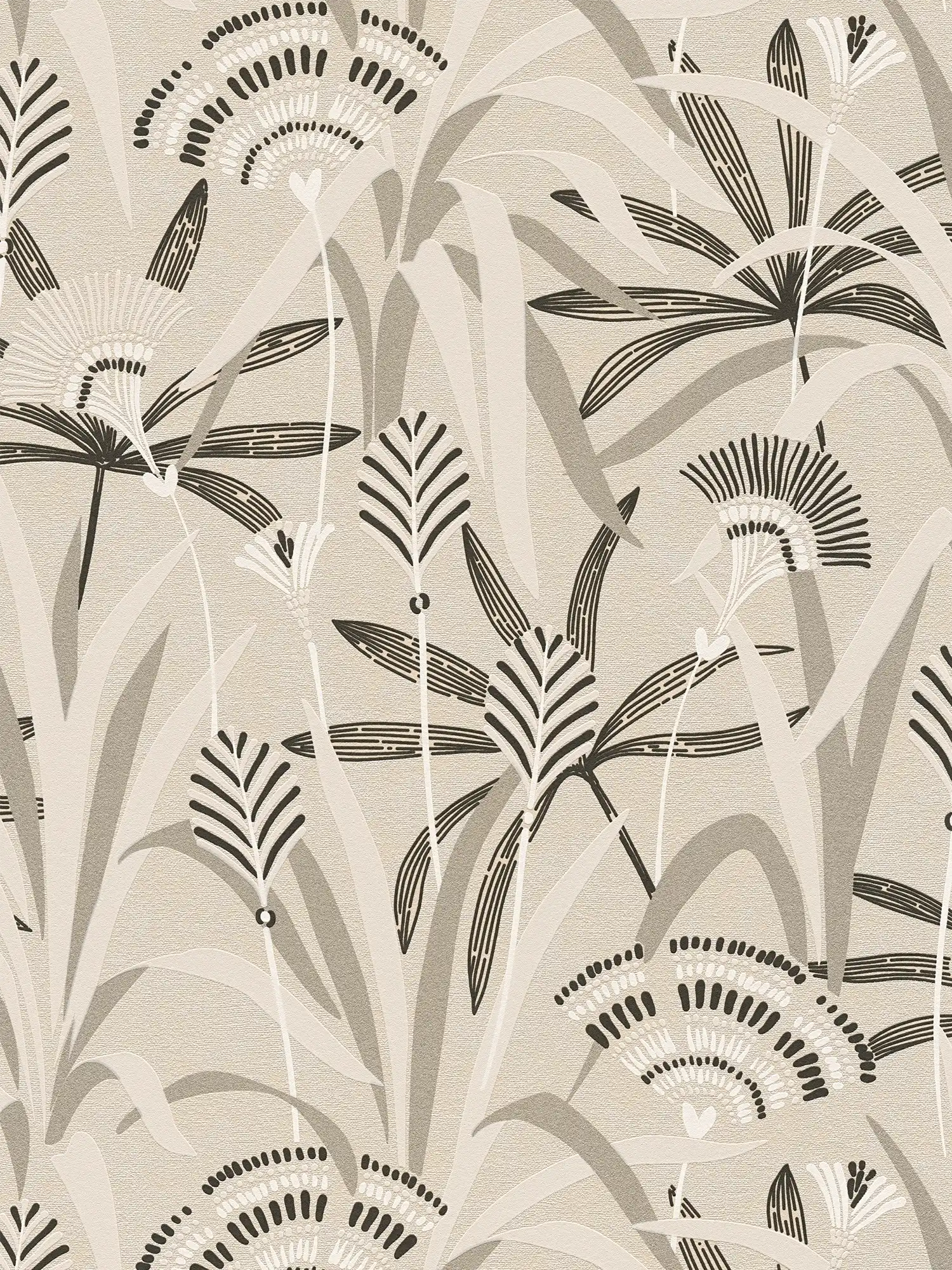         papier peint en papier intissé motif fleurs dans un design rétro - noir, blanc, gris
    
