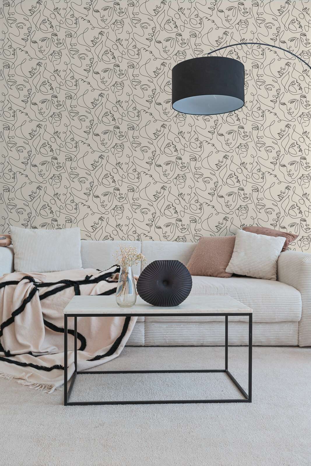 Tapetenmuster, Wohnzimmer, Wanddekoration, Leuchten, Sofa