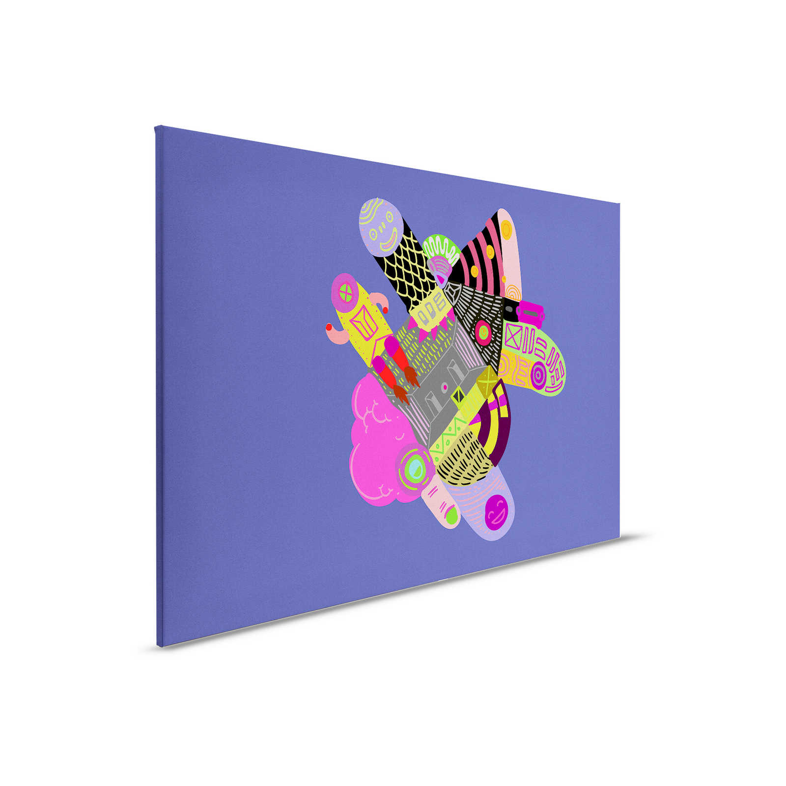         Looney Land 2 - Toile dessinée style bande dessinée violet et mauve - 0,90 m x 0,60 m
    