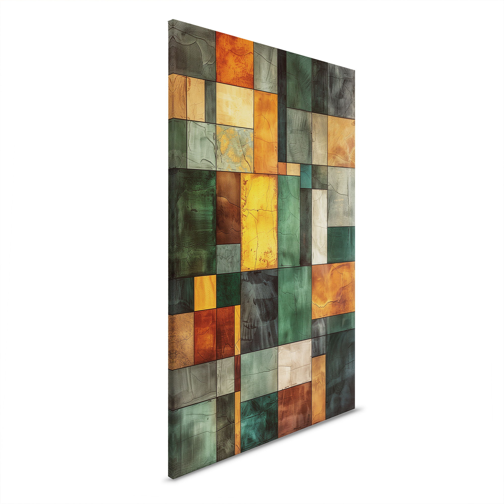         Farbmosaik der Natur - Abstraktes Leinwandbild – 30 x 45 cm - Grün, Gelb
    