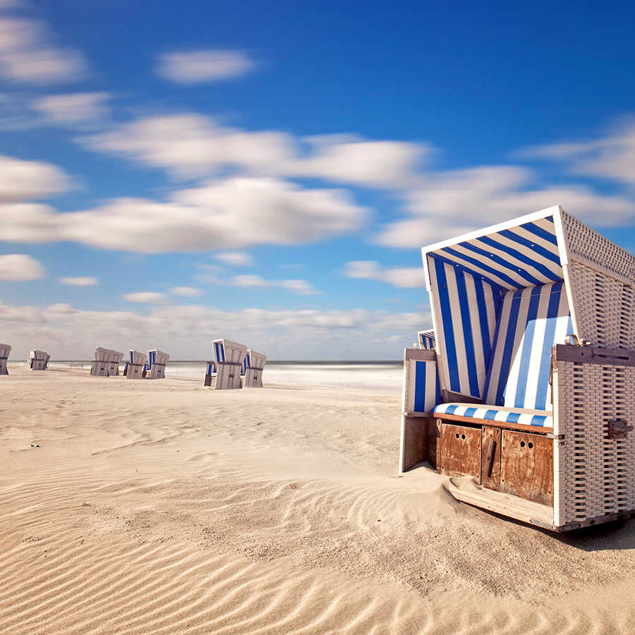 strandurlaub, strandkorb, sand, meeresblick, wolken
