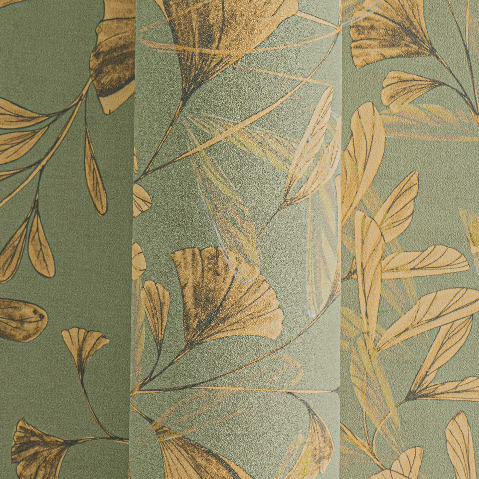             Stilvolle Vliestapete mit filigranem Rankenmuster im Vintage-Stil, feine Struktur – Gold
        