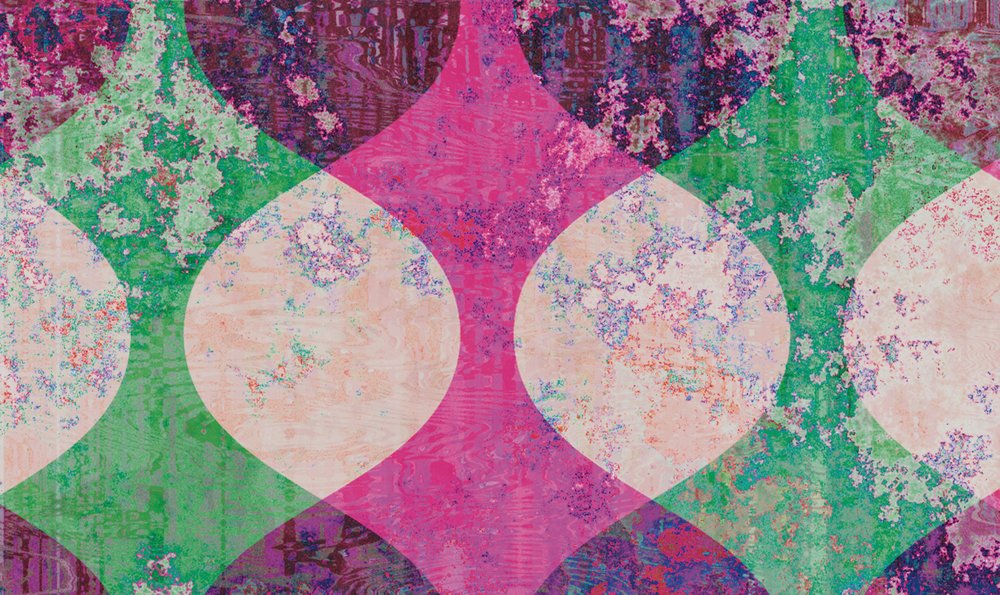             Garland 1 - Retro 70er Jahre Fototapete – Grün, Rosa | Premium Glattvlies
        