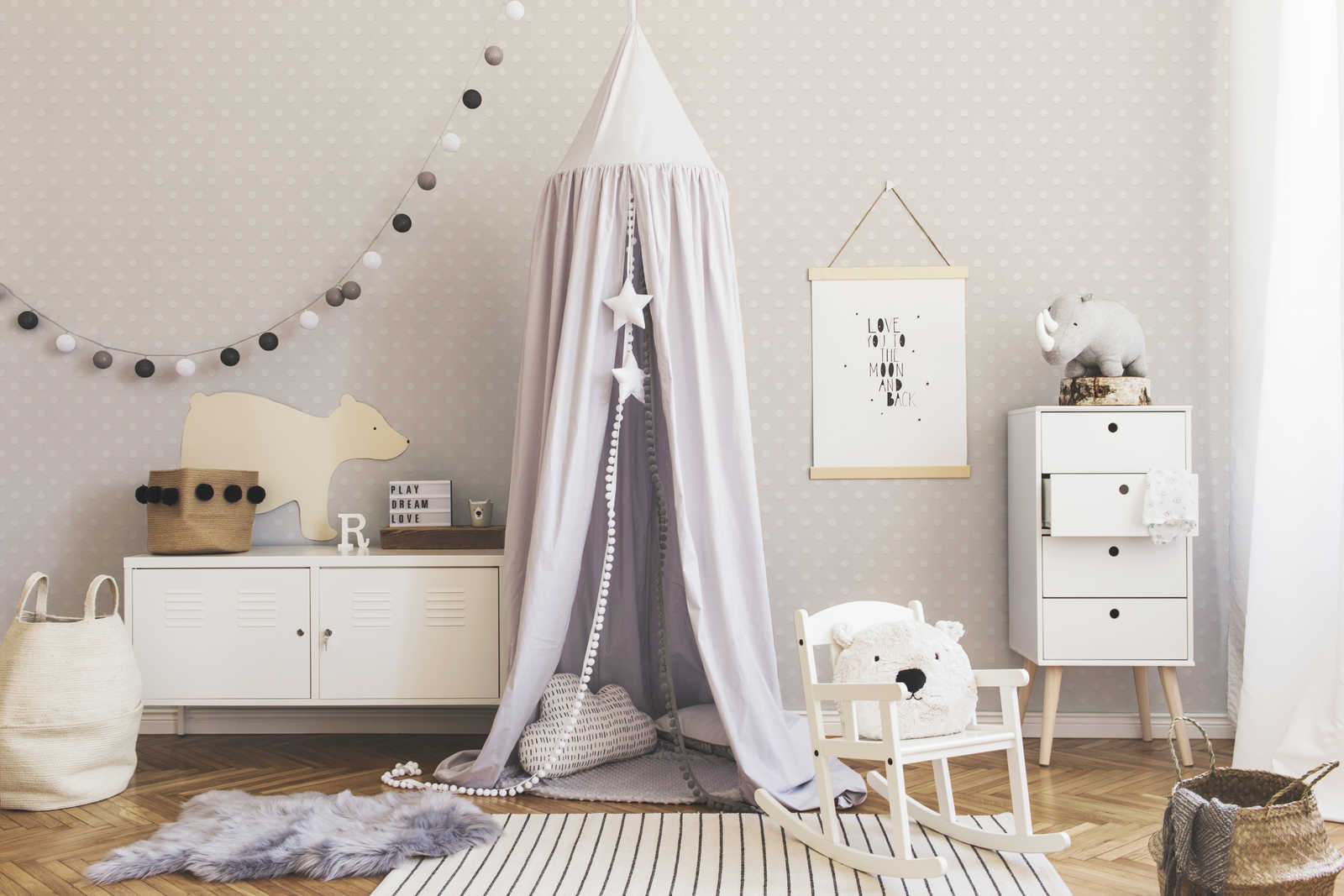 Kinderzimmer, Zeltbett, Möbelset, Dekoration, Spielzeug