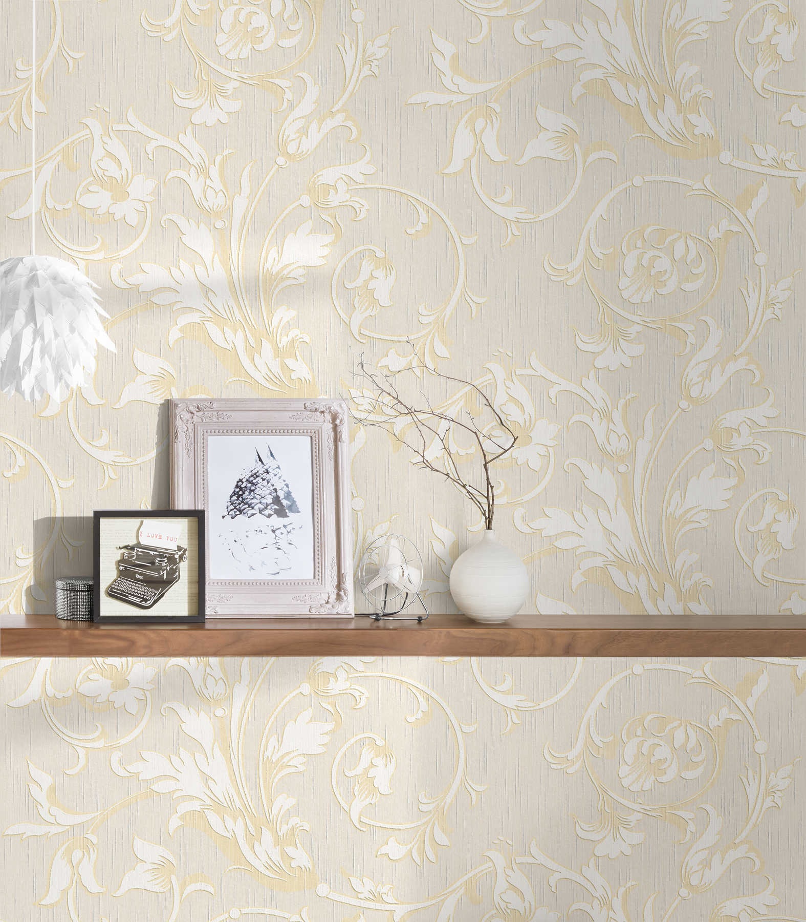 Hermitage Tapete mit floralem Ornament – Beige, Creme