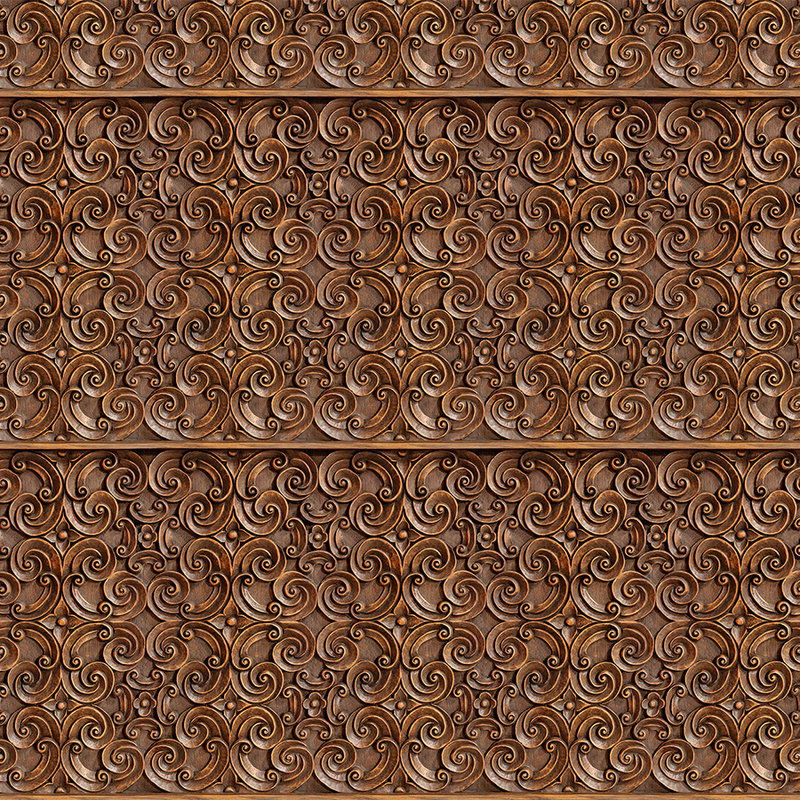         Edle 3D Fototapete in Vliesoptik – Ornamentales Wanddesign aus Holz – Braun
    