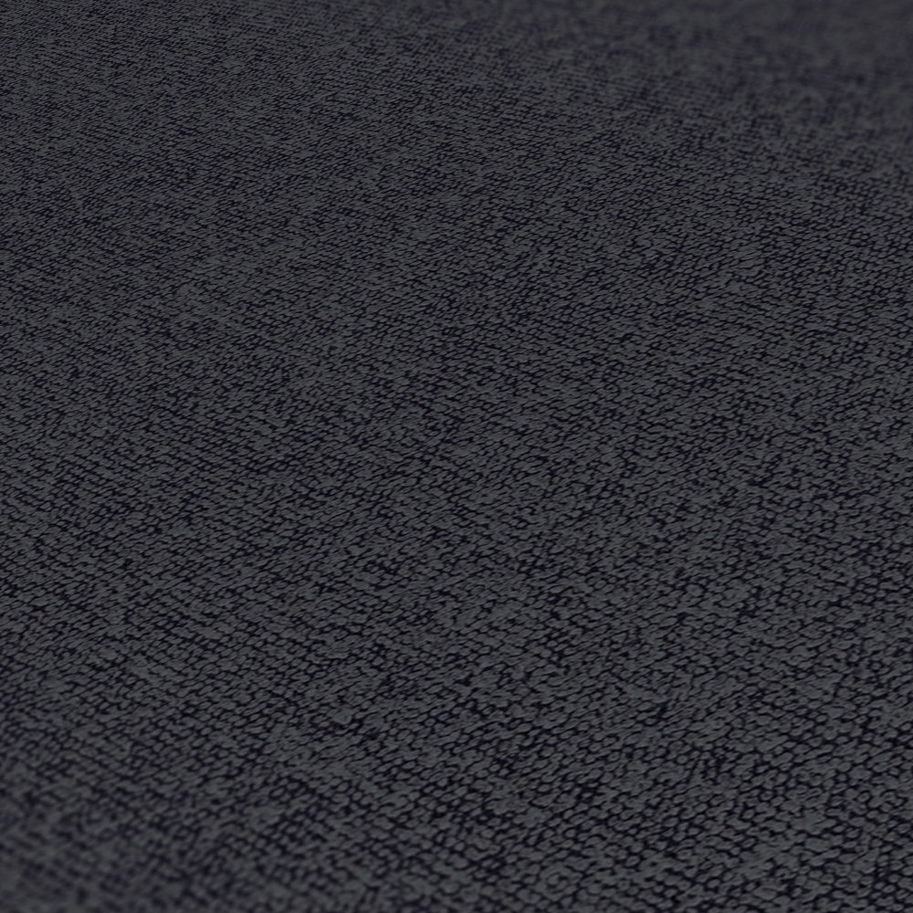             Strukturtapete Uni mit Leinen-Optik – Schwarz, Grau
        