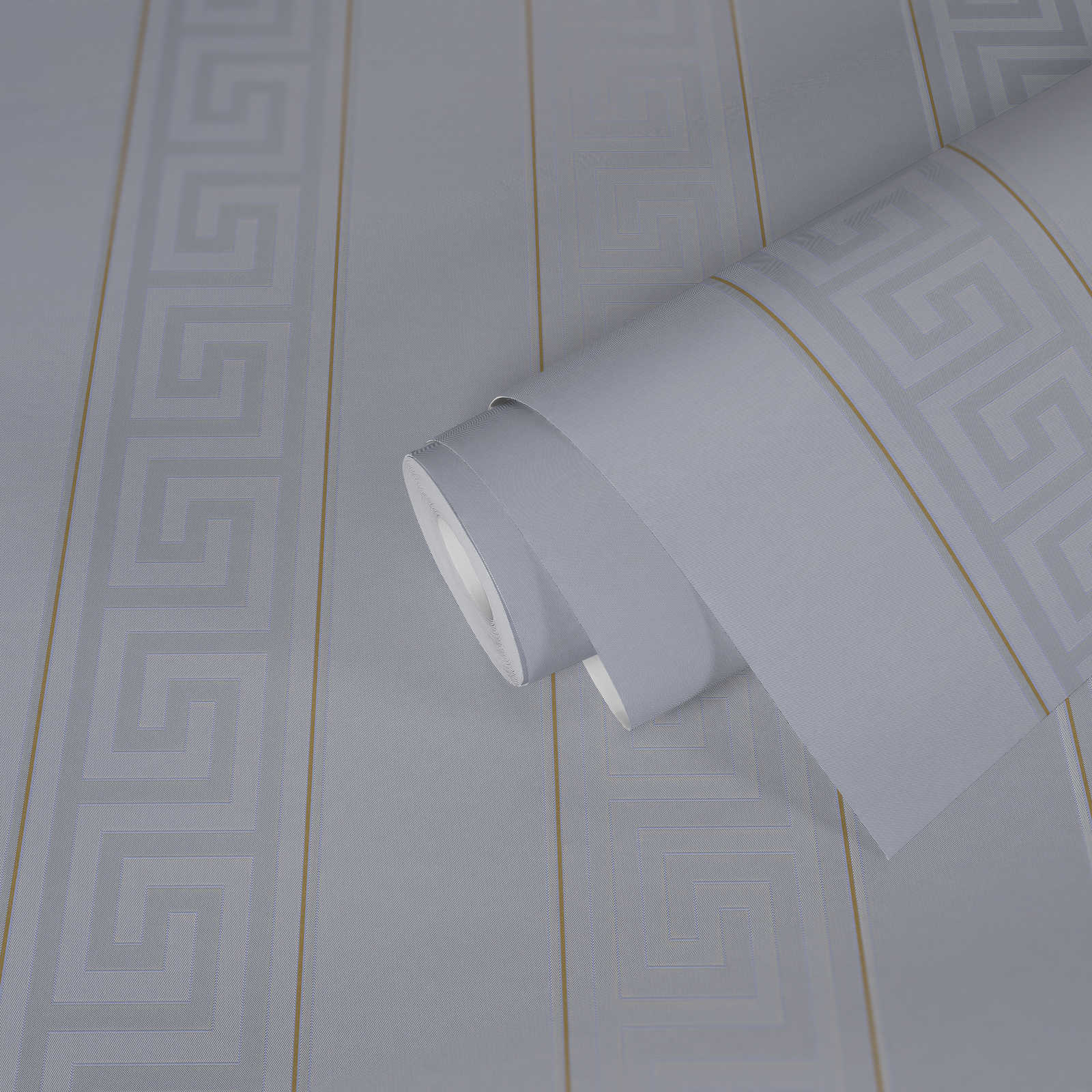 VERSACE Tapete gestreift mit Metallic-Effekt – Silber, Grau