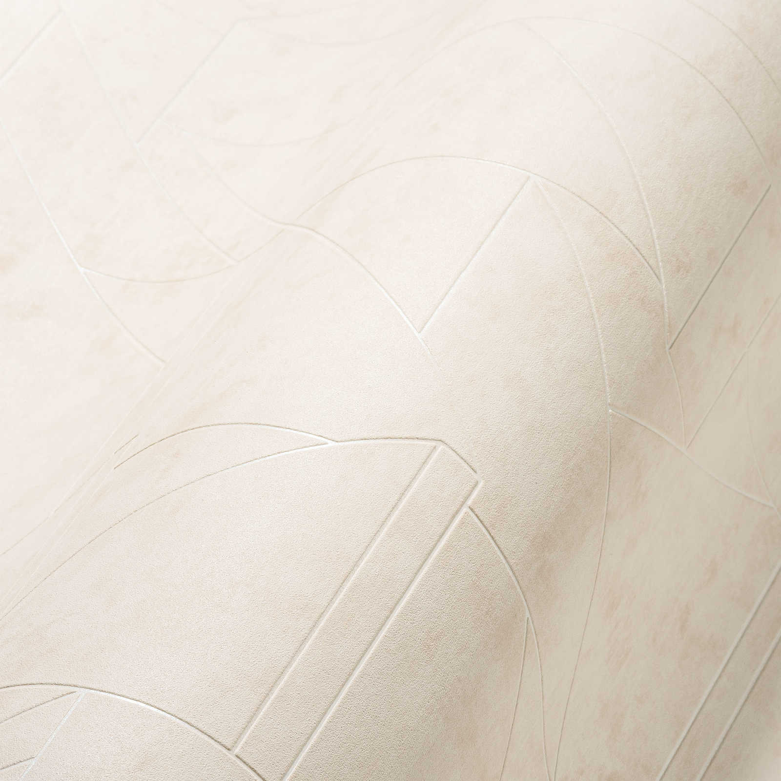             Vliestapete mit grafischen Linienmuster – Creme, Weiß, Silber
        