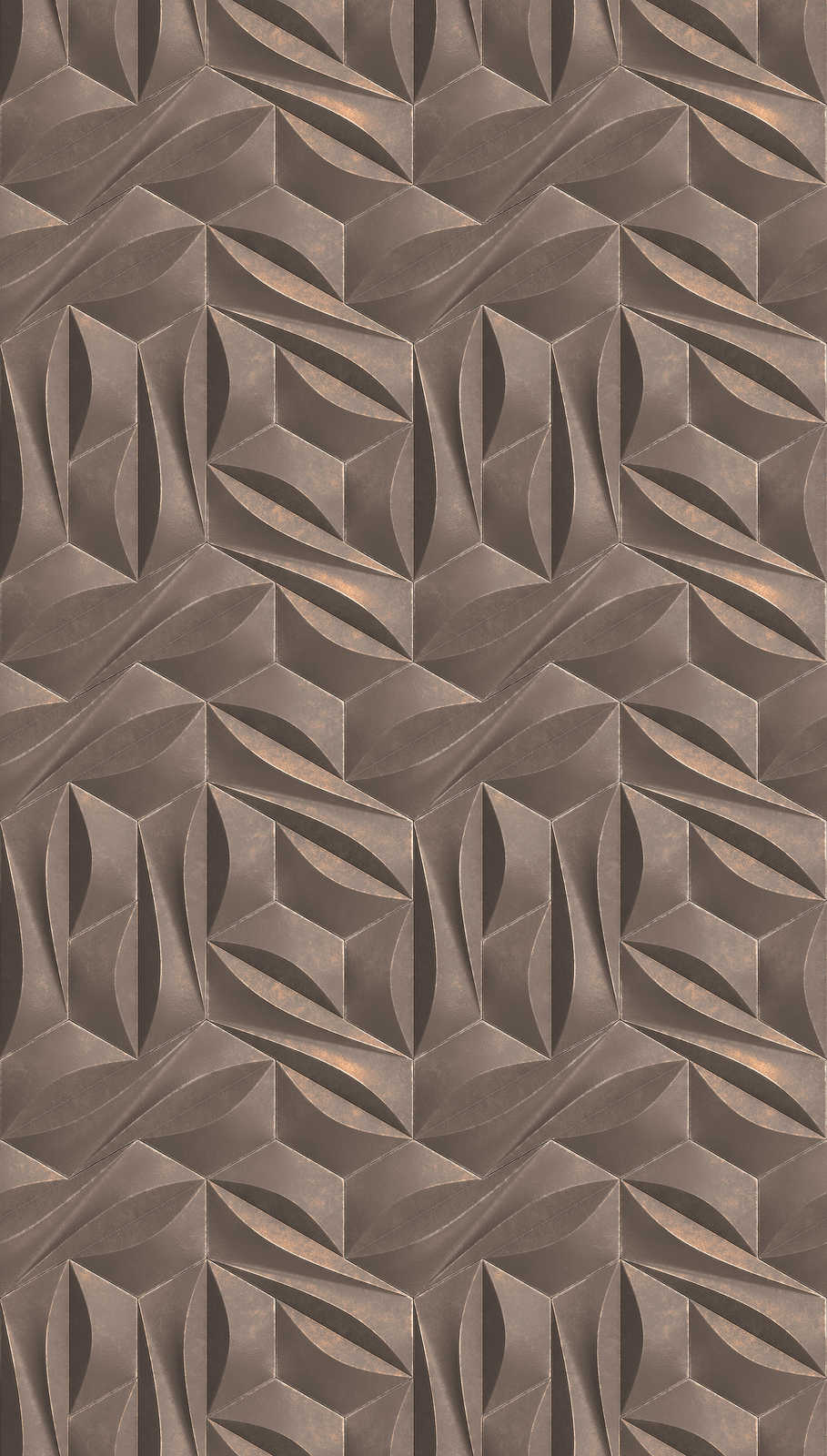             Vliestapete mit metallic 3D-Optik – Grau, Bronze
        