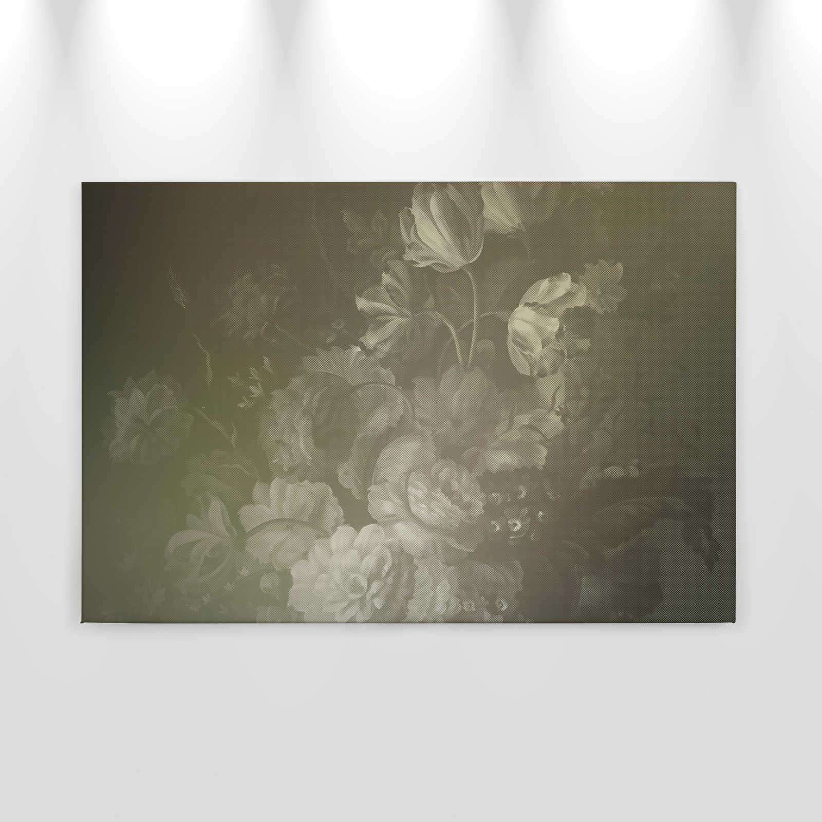 Dutch pastel 4 - Leinwandbild kunstvoller Blumenstrauß Dutch Stil – 0,90 m x 0,60 m