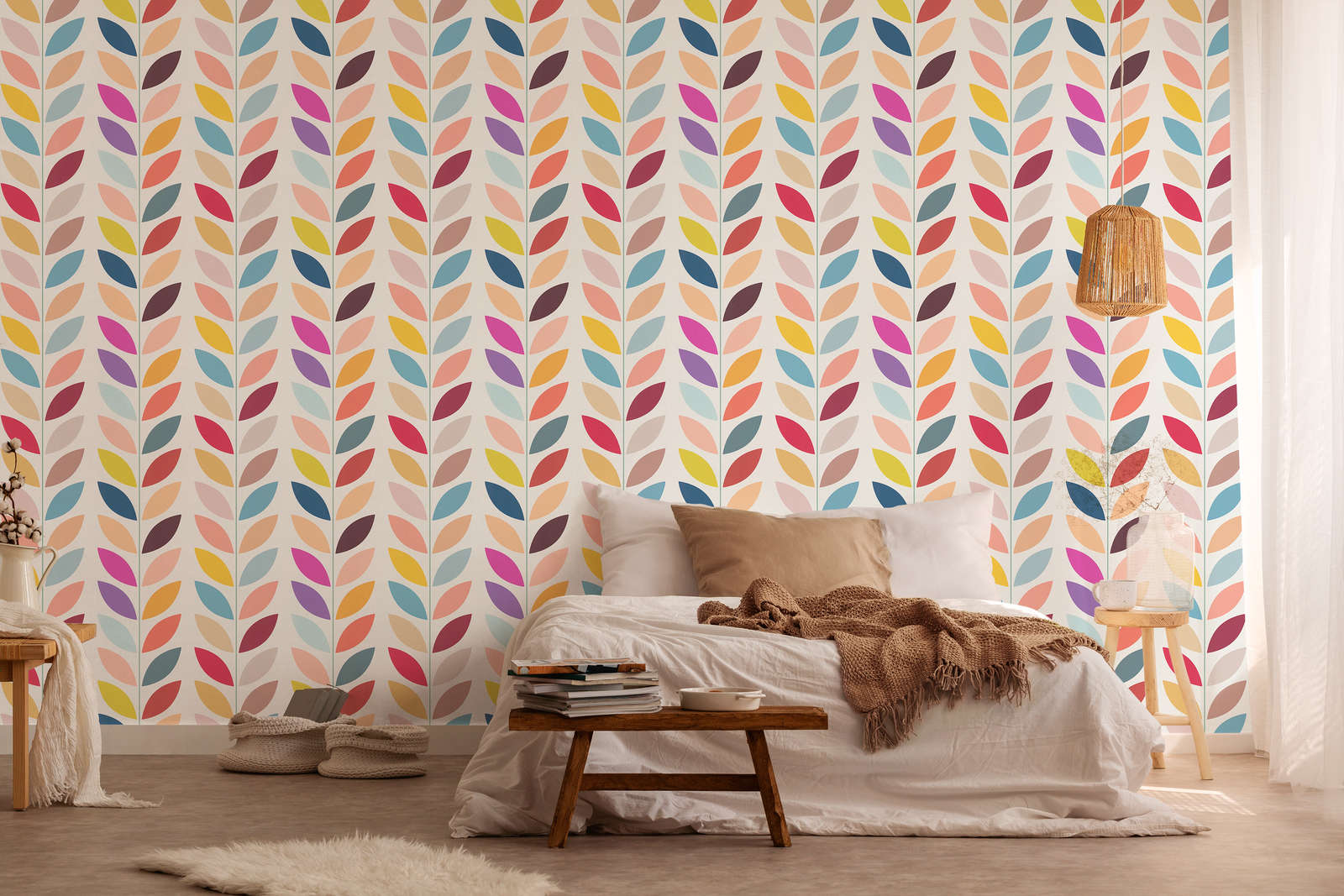 wallpaper, Pattern, Blattmotiv, bunt, Schlafzimmerdekoration