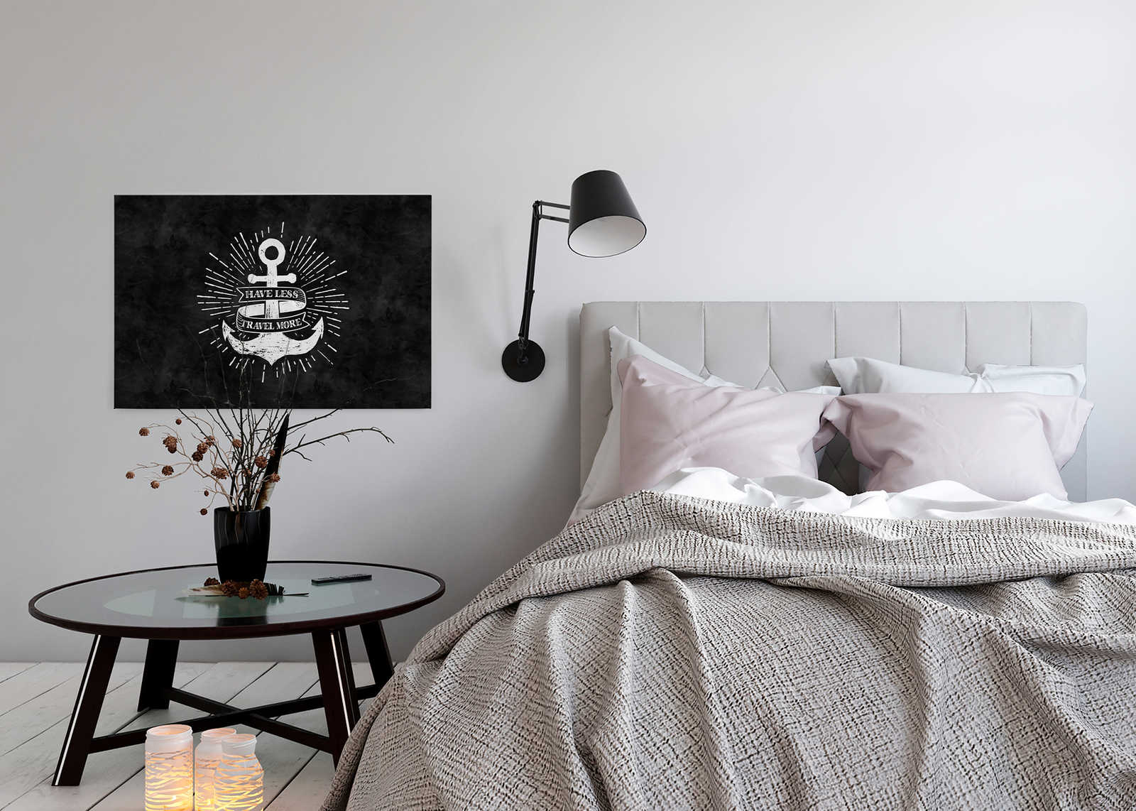             Schwarz-Weißes Leinwandbild Anker Design im Kreidetafel-Look – 0,90 m x 0,60 m
        
