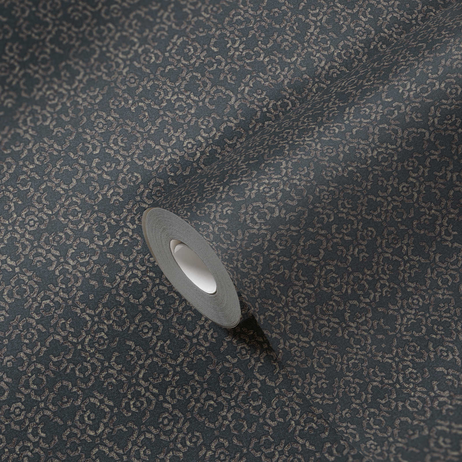 3D Vliestapete mit Metallic-Effekt – Grau, Metallic