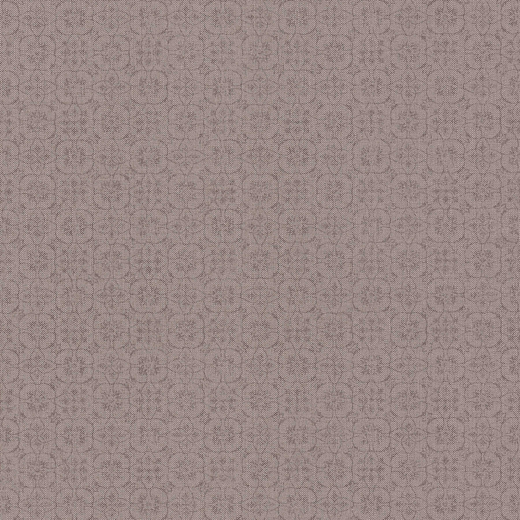         Linen look non-woven wallpaper with vintage pattern - brown
    