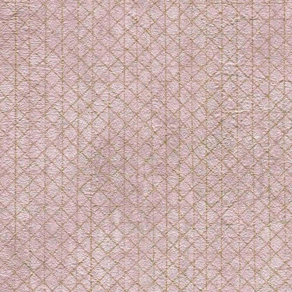             Altrosa Tapete mit Gold-Linienmuster – Metallic, Rosa
        